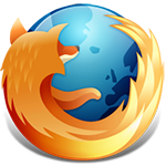 The Firefox logo: a flaming fox surrounding the Earth.